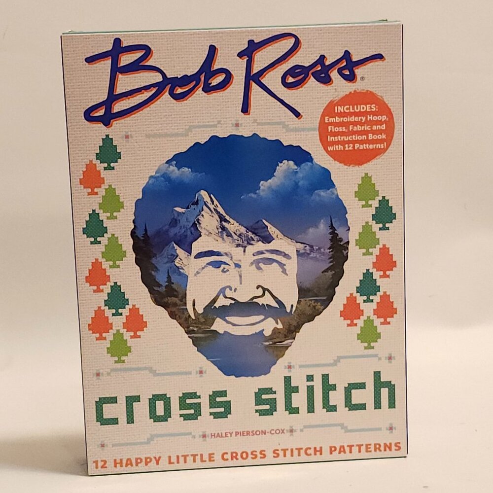 FUN Bob Ross Cross Stitch 12 Happy Little Cross Stitch Patterns Embroidery Hoops
